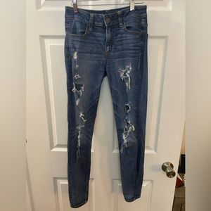 American eagle dark blue skinny jeans.